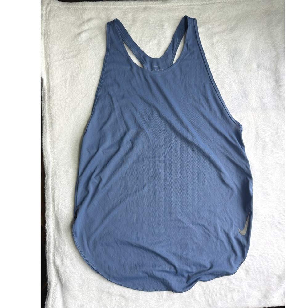 Nike Dri-FIT Womens Racerback Tank Top Blue Perforated Back Training Small